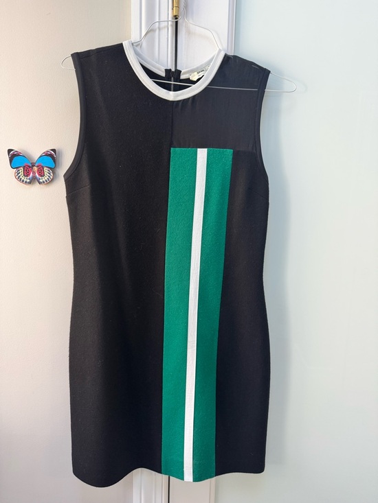 Fendi Dresses & Skirts - Fendi Black Mini Dress with Green and White Center Stripe and White Neck Trim